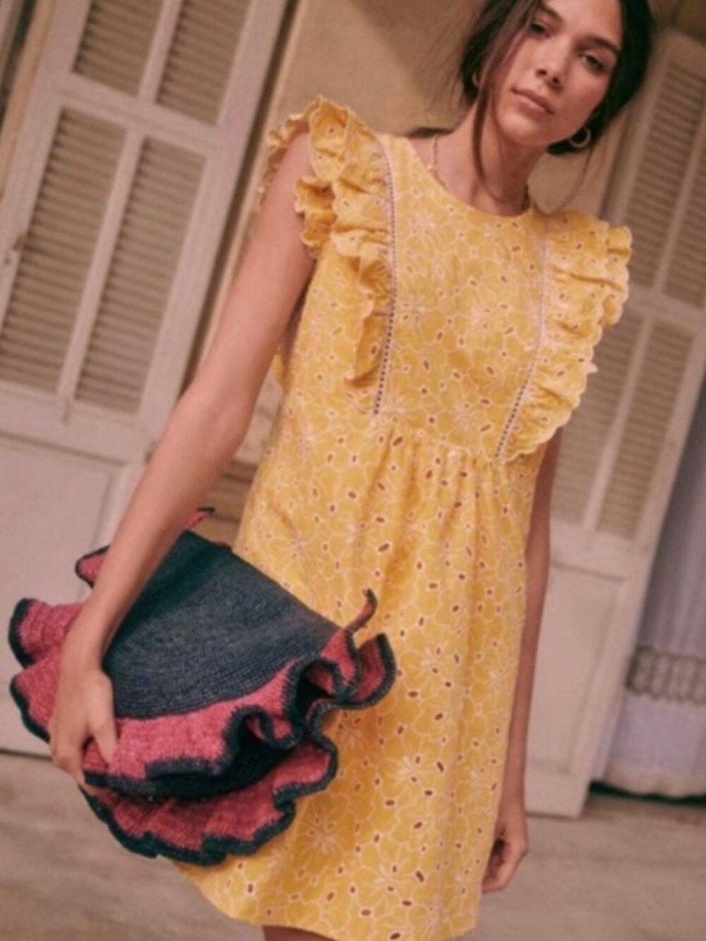 Sezane Chacha Dress Jaune Ecru - Size 34